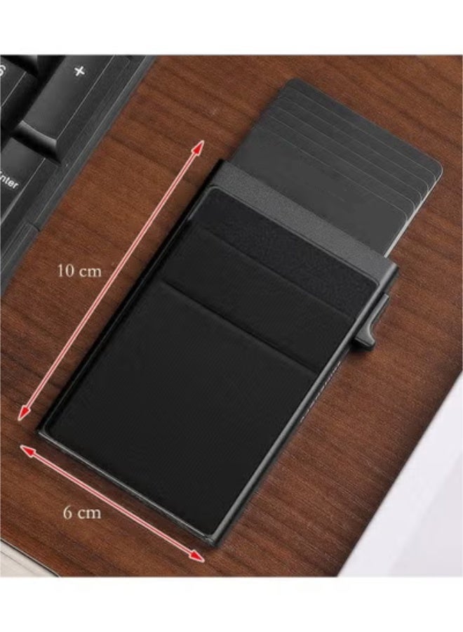 Chabeia Credit Card Holder - Slim Wallet for Men with Money Pocket, Pop Up Wallets RFID Blocking Minimalist Card Case Holds 5 Cards and Notes (Matt Black) - Image 2